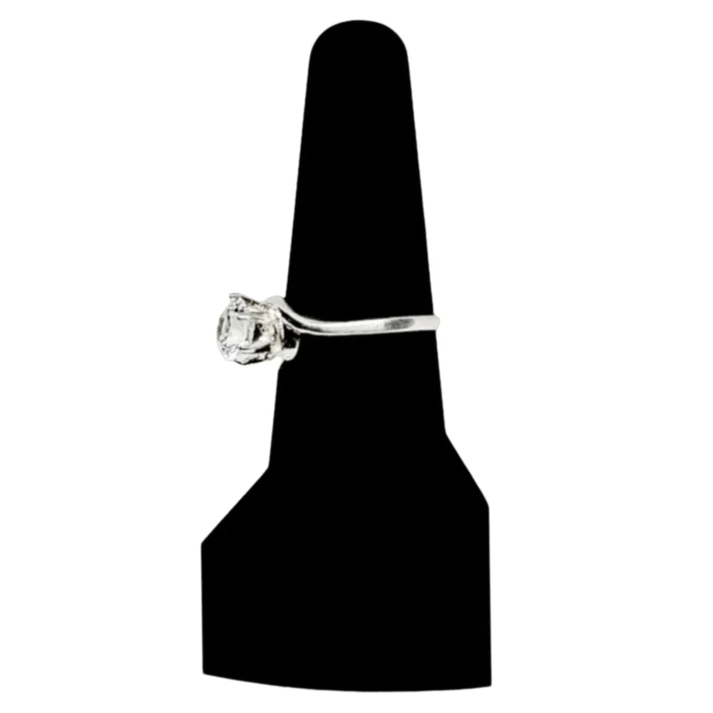 Sterling Silver Ring with Large Multifaceted Clear Topaz – Size 7.5